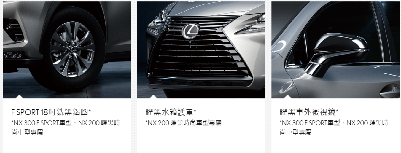 中部LEXUS NX曜黑 時尚車型 曜黑水箱護罩 曜黑後視鏡 銑黑鋁圈